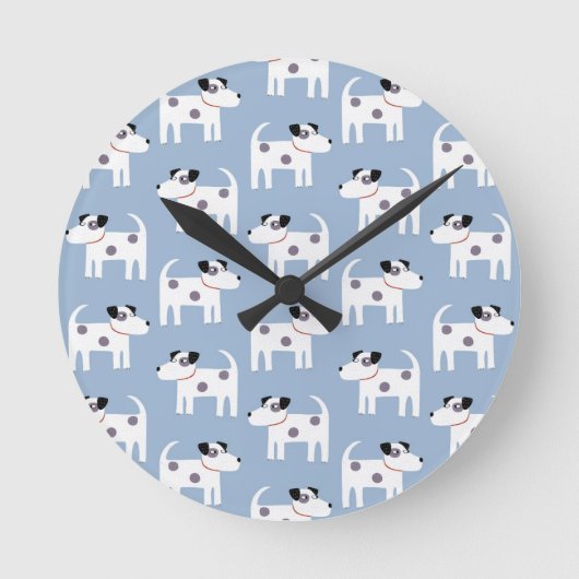 Parson Jack Russell Terrier Dog Pattern Blue Ronde Klok (Voorkant)