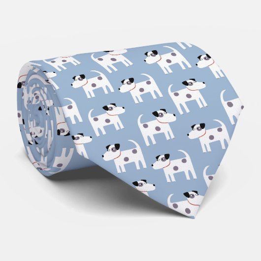 Parson Jack Russell Terrier Dog Pattern Blue Stropdas (Opgerold)