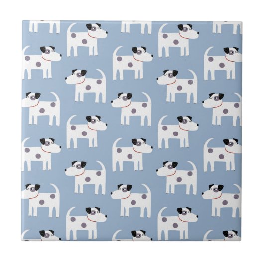 Parson Jack Russell Terrier Dog Pattern Blue Tegeltje (Voorkant)