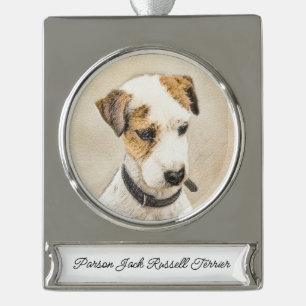 Parson Jack Russell Terrier Painting - Dog Art Sil Verzilverd Banner Ornament