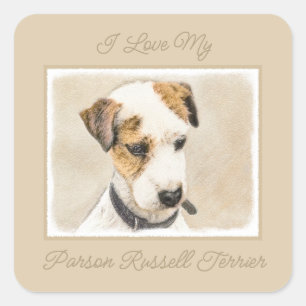 Parson Jack Russell Terrier Painting - Dog Art Squ Vierkante Sticker