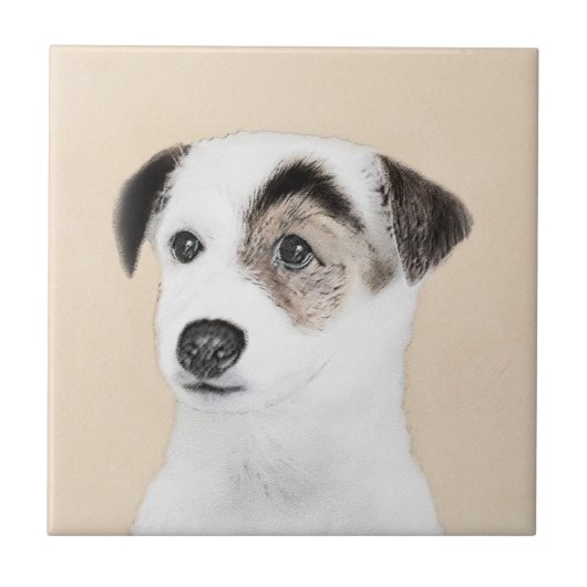Parson Jack Russell Terrier Painting - Dog Art Tegeltje (Voorkant)