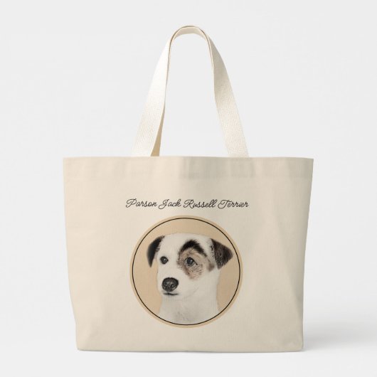 Parson Jack Russell Terrier Schilderen Pet Dog Art Grote Tote Bag (Achterkant)