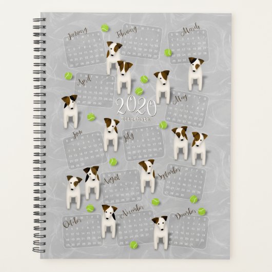 Parson Jack Russell Terriers grijs kalender 2020 Planner (Voorkant)