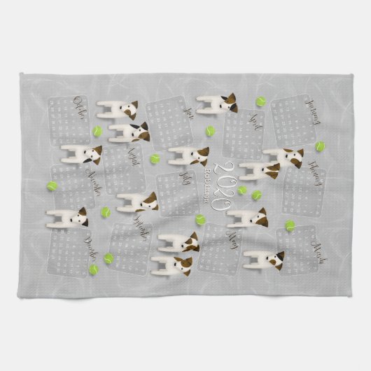 Parson Jack Russell Terriers grijs kalender 2020 Theedoek (Horizontaal)