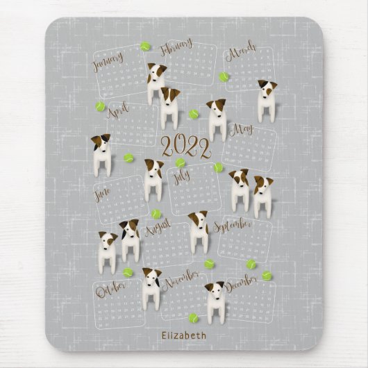 Parson Jack Russell Terriers grijs kalender 2022 Muismat (Voorkant)