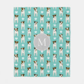 Parson Jack Russell Terriers patroon licht blauwgr Fleece Deken (Voorkant)