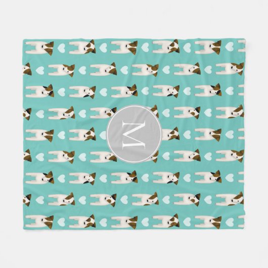 Parson Jack Russell Terriers patroon licht blauwgr Fleece Deken (Voorkant (Horizontaal))