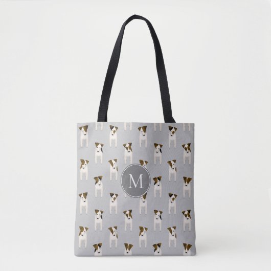 Parson Jack Russell Terriers patroon met monogram Tote Bag (Voorkant)