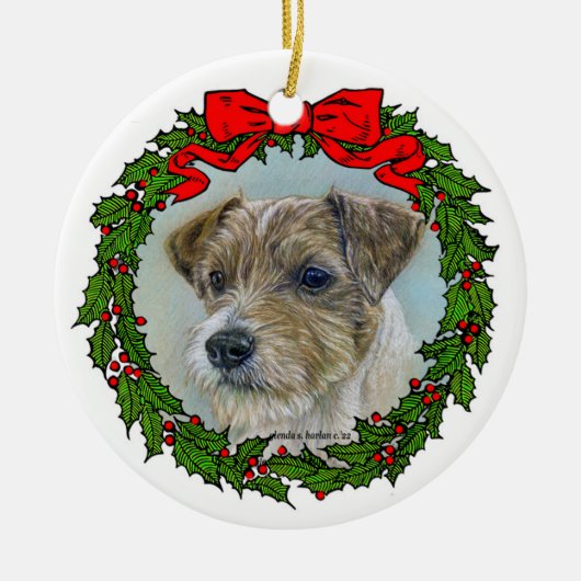 Parson Russel Terrier Keramisch Ornament (Voorkant)