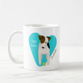 Parson Russell dog met ball PRT mama turquoise har Koffiemok (Links)