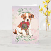 Parson Russell Heart Grandma Kaart (Gele Bloem)