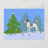 Parson Russell Terrier Decorating Christmas Tree Feestdagenkaart (Voorkant)