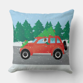 Parson Russell Terrier die met Kerstmis rijdt Kussen