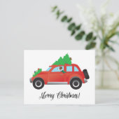 Parson Russell Terrier Driving Christmas Car Feestdagenkaart (Staand voorkant)
