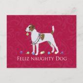 Parson Russell Terrier Feliz Naughty Dog Kerstmis Feestdagenkaart (Voorkant)