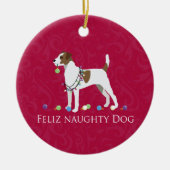 Parson Russell Terrier Feliz Naughty Dog Kerstmis Keramisch Ornament (Voorkant)