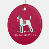 Parson Russell Terrier Feliz Naughty Dog Kerstmis Keramisch Ornament (Links)