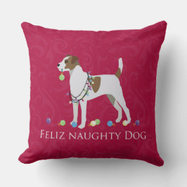 Parson Russell Terrier Feliz Naughty Dog Kerstmis Kussen