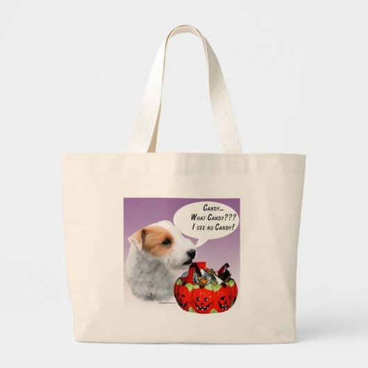 Parson Russell Terrier Halloween Snoep Grote Tote Bag (Voorkant)
