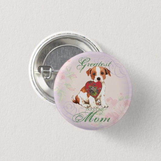 Parson Russell Terrier Heart mama Ronde Button 3,2 Cm (Voorkant /achterkant)