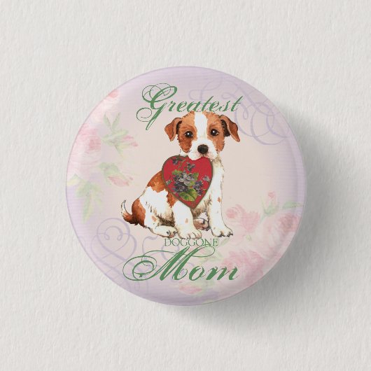 Parson Russell Terrier Heart mama Ronde Button 3,2 Cm (Voorkant)