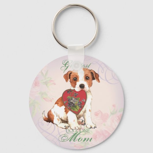 Parson Russell Terrier Heart mama Sleutelhanger (Voorkant)