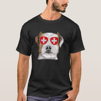Parson Russell Terrier Hond Zwitserland Vlag Sungl T-shirt