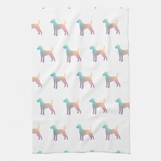 Parson Russell Terrier Hondenras Geo Pastel Theedoek (Verticaal)