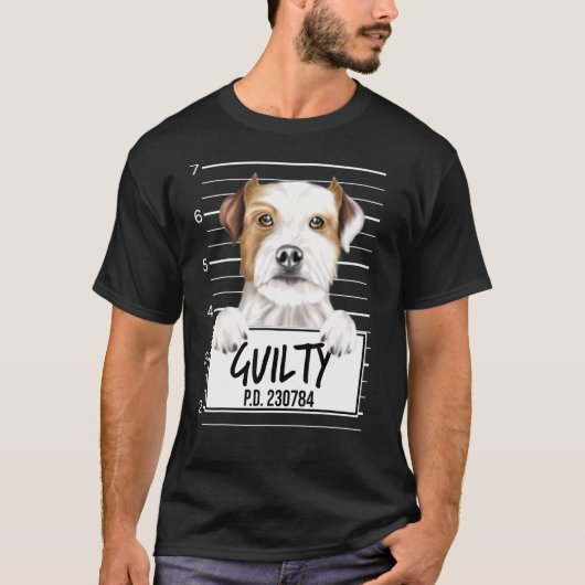Parson Russell Terrier Mugshot Guilty Dog T-shirt (Voorkant)