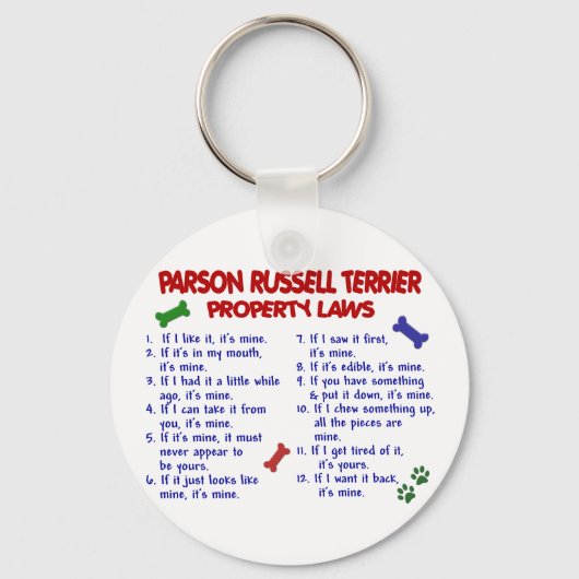 PARSON RUSSELL TERRIER Property Laws 2 Sleutelhanger (Voorkant)