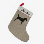 Parson Russell Terrier Silhouette met aangepaste t Kleine Kerstsok (Voorkant (Hangend))