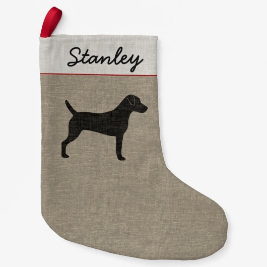 Parson Russell Terrier Silhouette met aangepaste t Kleine Kerstsok (Voorkant)