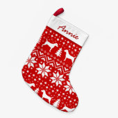 Parson Russell Terrier Silhouetten Vakantiepatroon Kleine Kerstsok (Voorkant (Hangend))