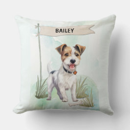Parson Russell Terrier Watercolor Personalized Dog Kussen