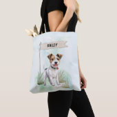 Parson Russell Terrier Watercolor Personalized Dog Tote Bag (Dichtbij)