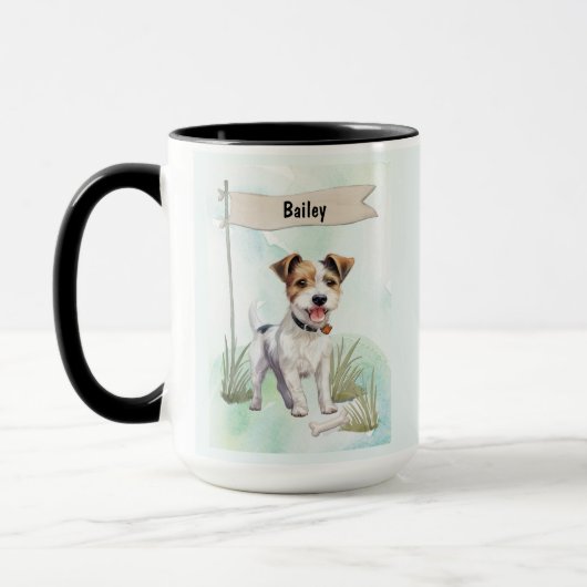 Parson Russell Terrier Waterverf Gepersonaliseerde Mok (Links)