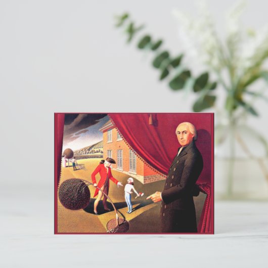 Parson Weem's Fable, mooie kunst van Grant Wood Briefkaart (Staand voorkant)