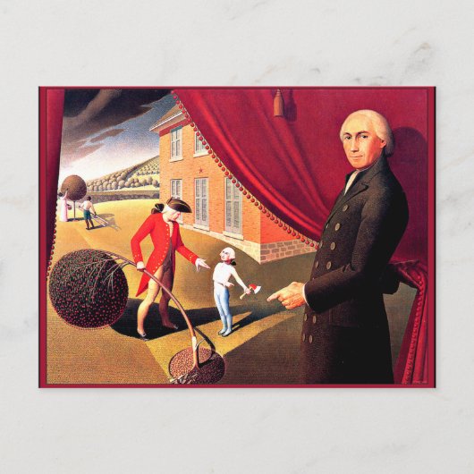 Parson Weem's Fable, mooie kunst van Grant Wood Briefkaart (Voorkant)