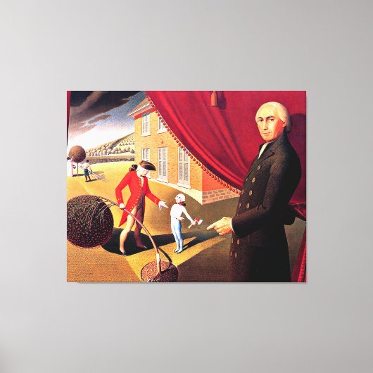 Parson Weem's Fable, mooie kunst van Grant Wood Canvas Afdruk (Voorkant)