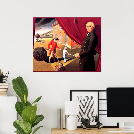 Parson Weem's Fable, mooie kunst van Grant Wood, Poster (Thuiskantoor)