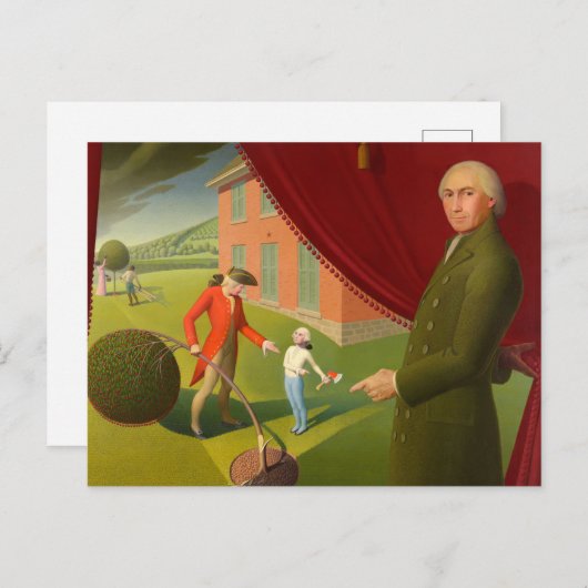 Parson Weems' Fable van Grant Wood Feestdagenkaart (Voorkant / Achterkant)
