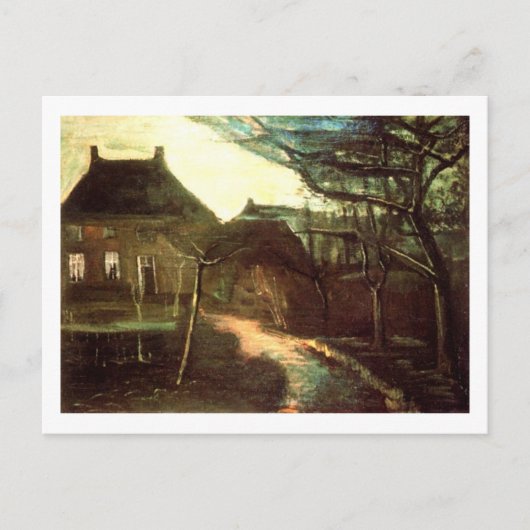 Parsonage bij Nuenen door Moonlight, Vincent van G Briefkaart (Voorkant)