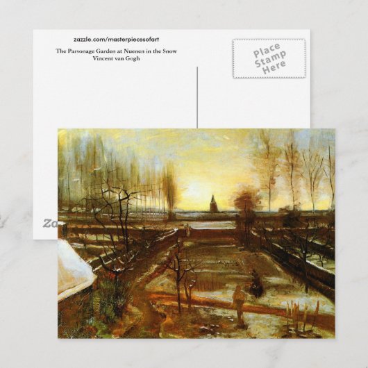 Parsonage Garden in sneeuw (F67) Van Gogh Fine Art Briefkaart (Voorkant / Achterkant)