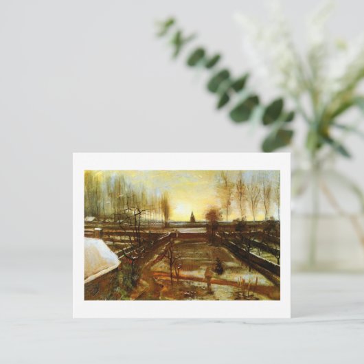 Parsonage Garden in sneeuw (F67) Van Gogh Fine Art Briefkaart (Staand voorkant)