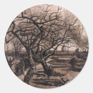 Parsonage Garden - Nuenen in Winter - van Gogh Ronde Sticker