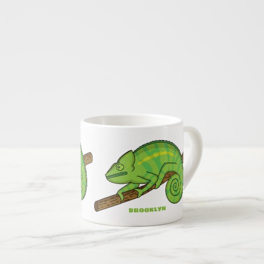 Parson's chameleon illustratie espresso kop (Voorkant rechts)