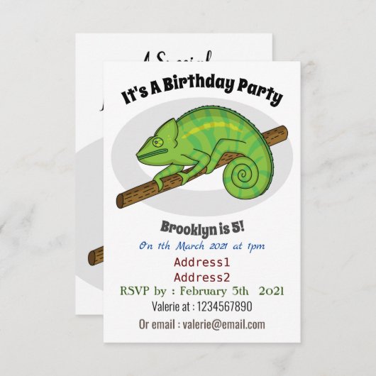 Parson's chameleon illustratie kaart (Voorkant / Achterkant)