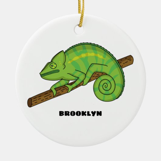 Parson's chameleon illustratie keramisch ornament (Voorkant)
