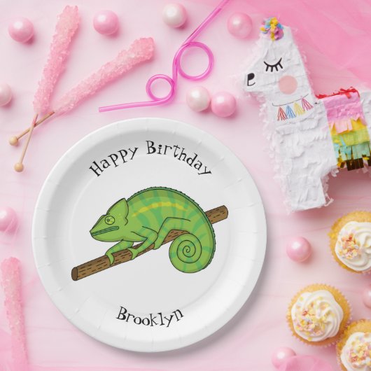 Parson's chameleon illustratie papieren bordje (Feest)
